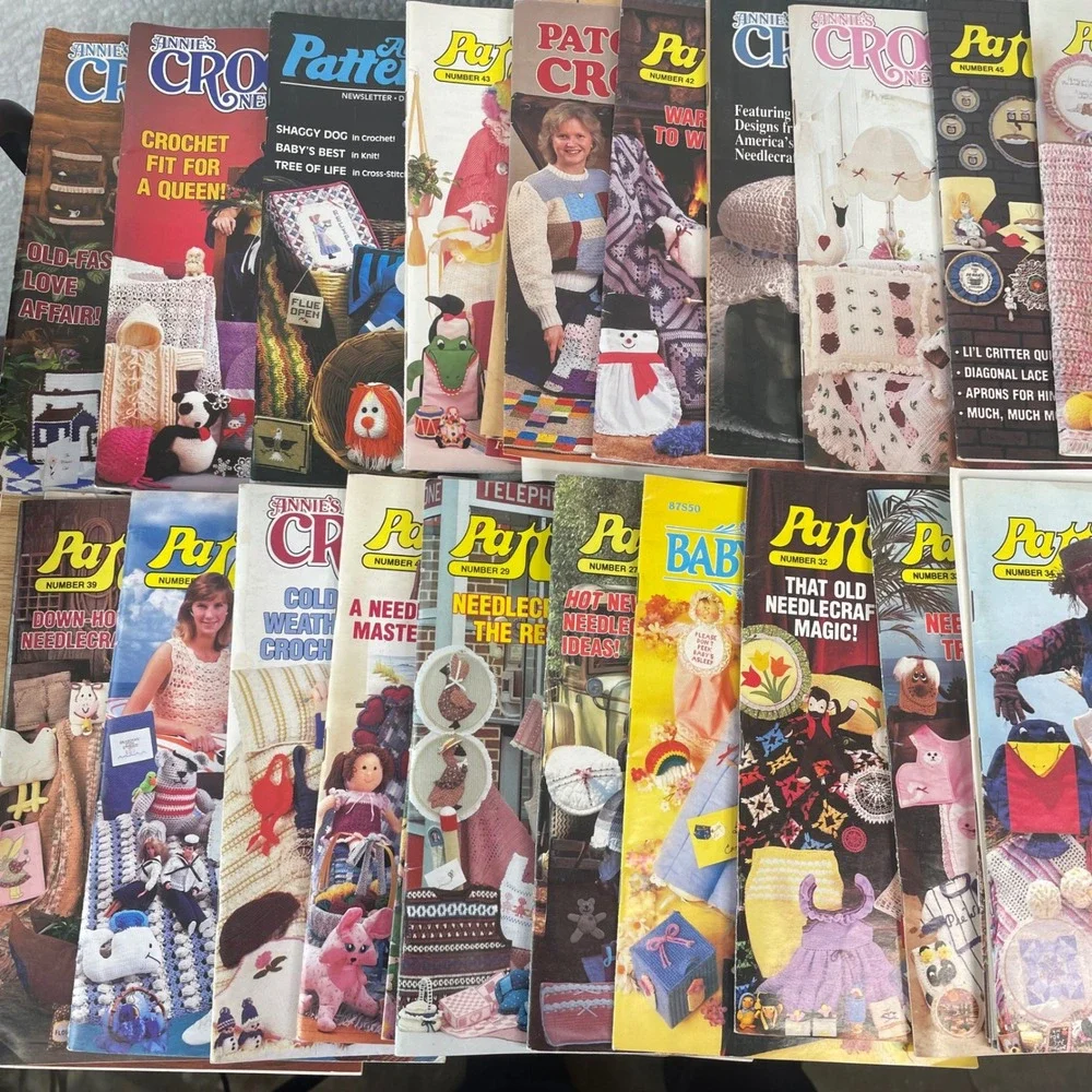 Vintage Annie's Pattern Club & Crochet Newsletters Lot Qty 24- 1980s Needlecraft